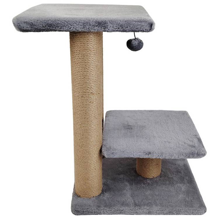 Two-tier cat scratching perch in grey with jute posts, UK version