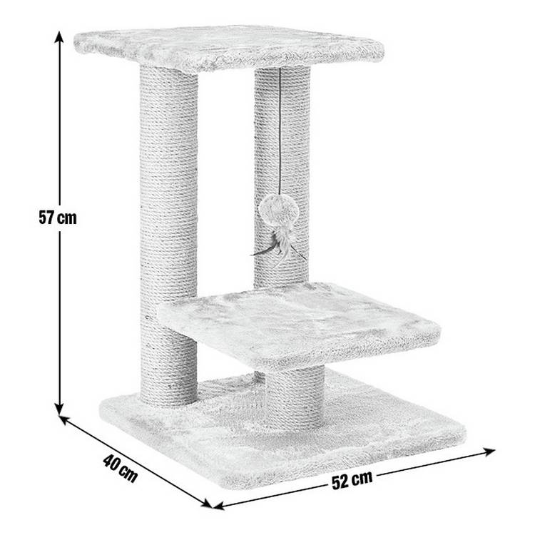 Two-tier cat scratching perch in grey with jute posts, UK version