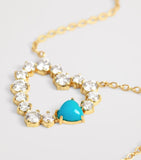 Jennifer Meyer yellow gold open heart necklace diamonds turquoise 40cm - British product