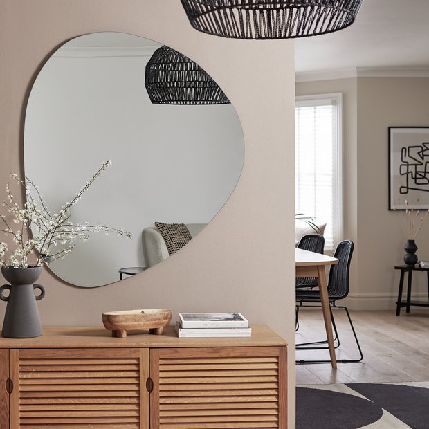 Habitat black frameless irregular wall mirror 109x94cm, UK version