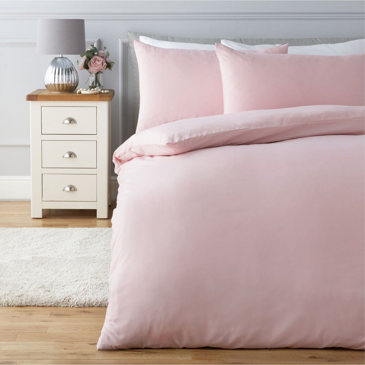 Silentnight Supersoft Plain Blush Pink Bedding Set - Double
