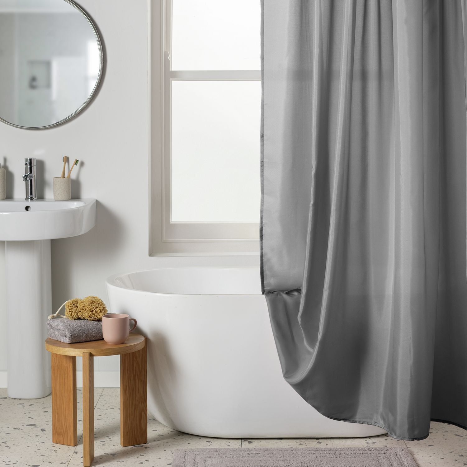 Argos Home Plain Shower Curtain - Flint Grey