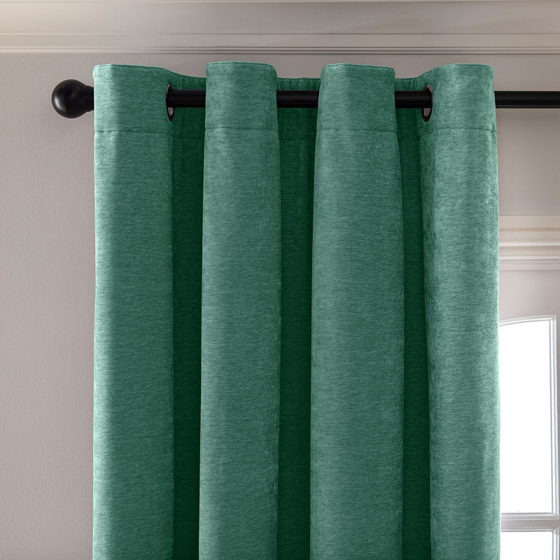 Habitat Thermal Chenille Blackout Eyelet Curtains - Green -168x229cm