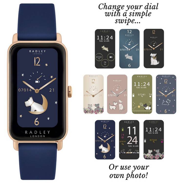 Radley Series 21 smart watch with blue silicone strap (British brand)