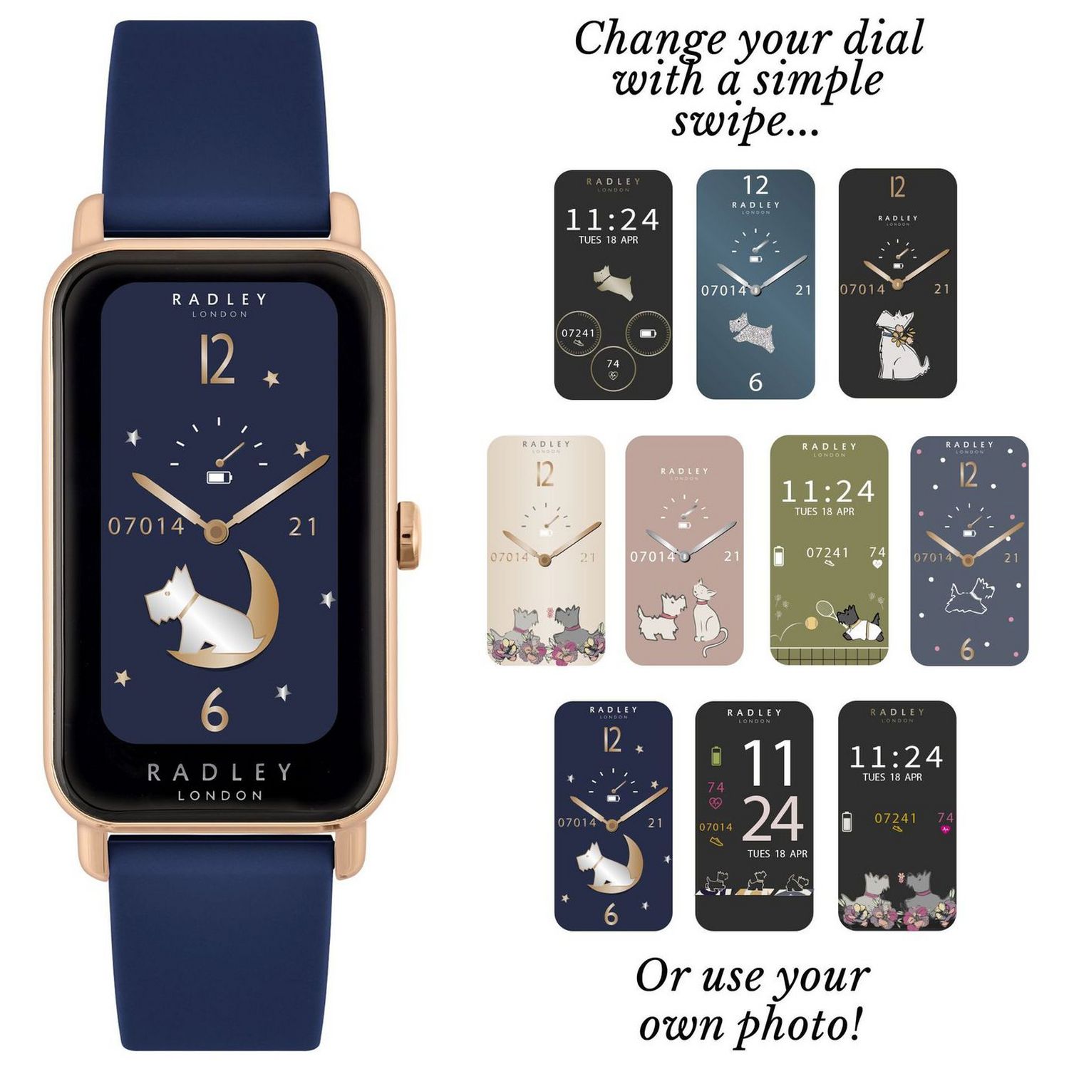 Radley Series 21 smart watch with blue silicone strap (British brand)