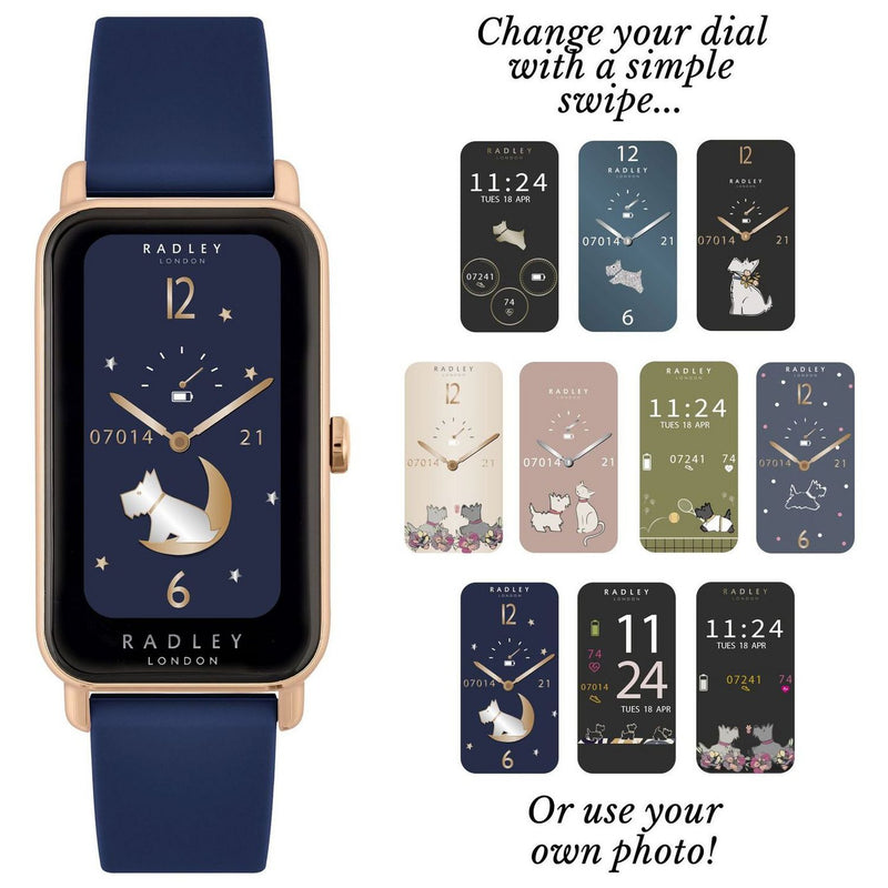 Radley Series 21 smart watch with blue silicone strap (British brand)