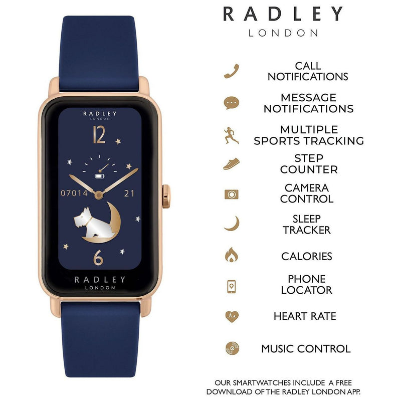 Radley Series 21 smart watch with blue silicone strap (British brand)