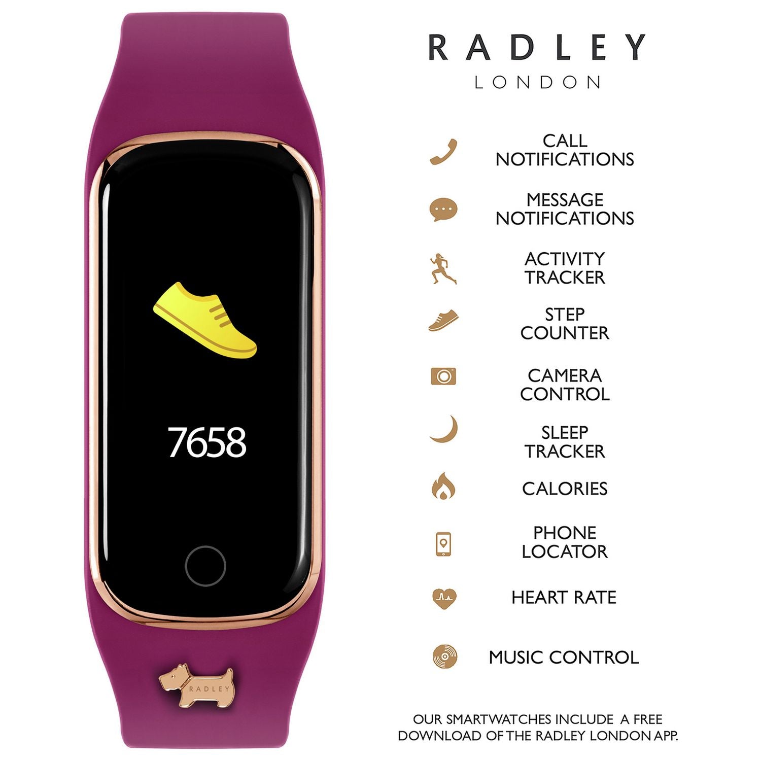 Radley Series 8 silicone red strap smartwatch, UK version