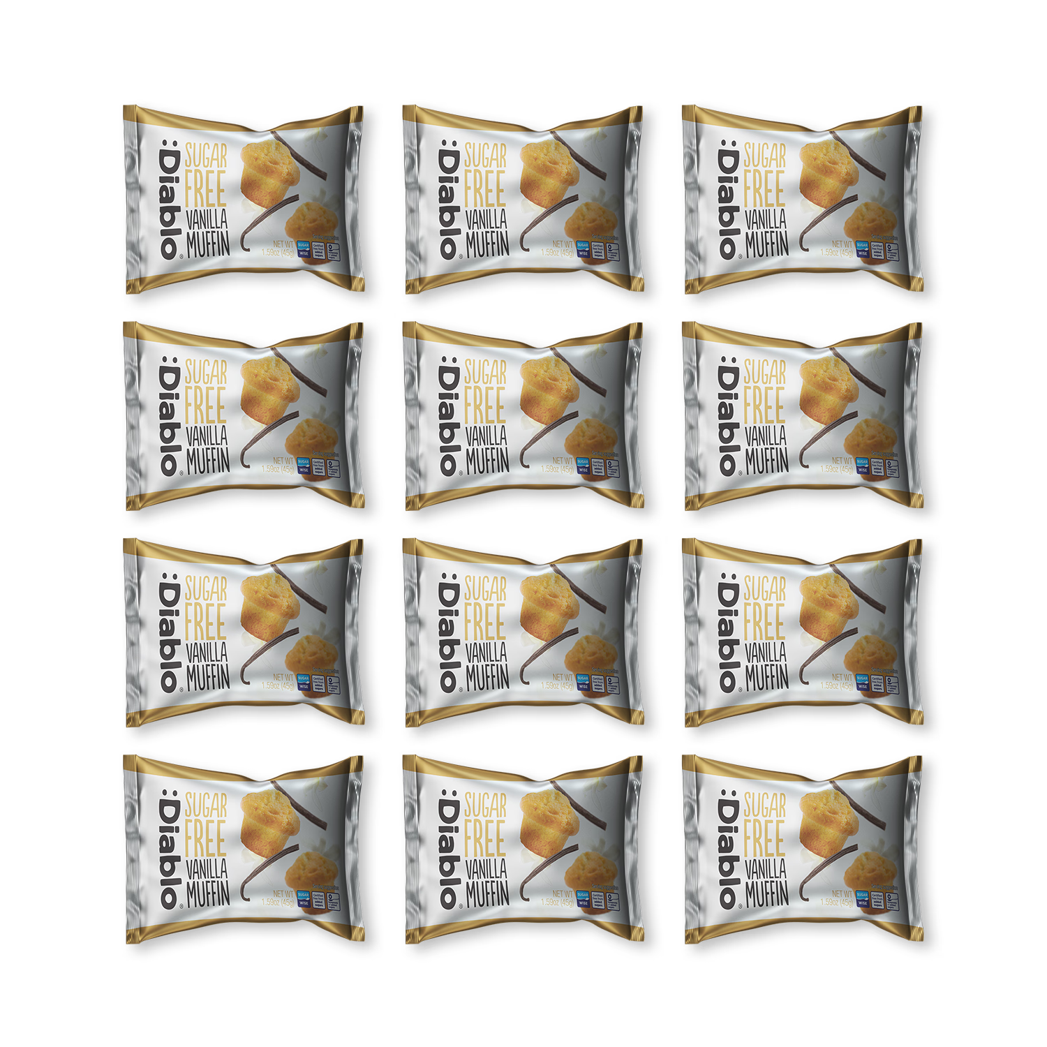 Diablo sugar free vanilla muffin 45g pack of 12, UK version
