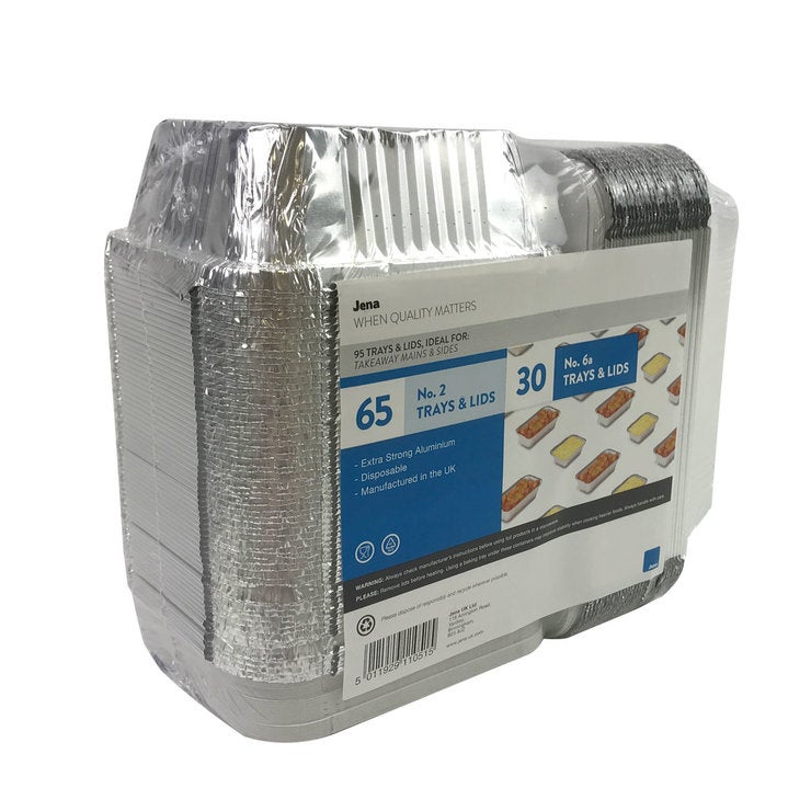 Jena mixed foil trays and lids pack of 95, UK version