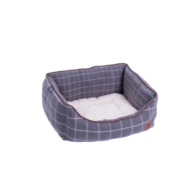 Petface Grey Window Pane Square Dog Bed Medium GOODS M&S   