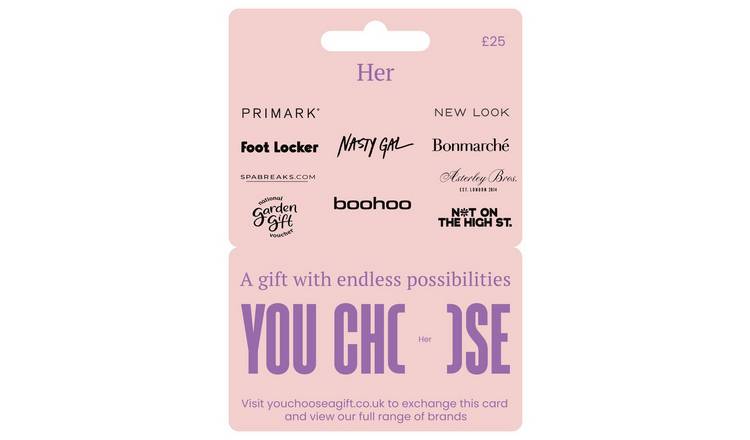 You Choose Her 25 GBP Gift Card GOODS Argos