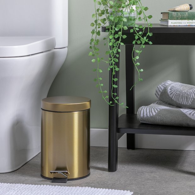 Argos Home bathroom bin gold 3 litre, UK version