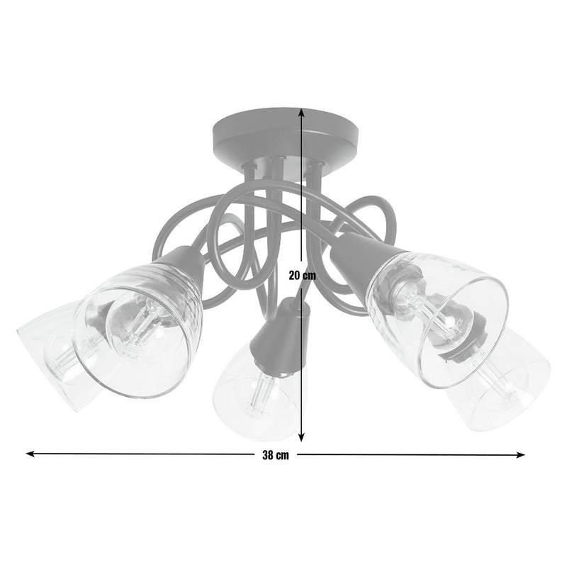 Argos Home Curico black flush ceiling light with 5 glass shades - British product