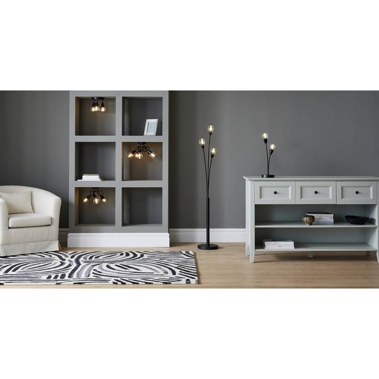 Argos Home Curico black flush ceiling light with 5 glass shades - British product