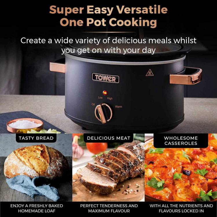 Tower Cavaletto black 3.5L slow cooker (British brand)