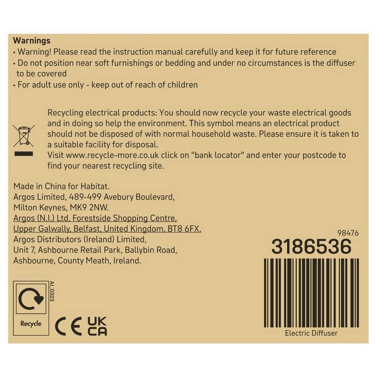 Habitat ceramic electric diffuser 100ml - British product