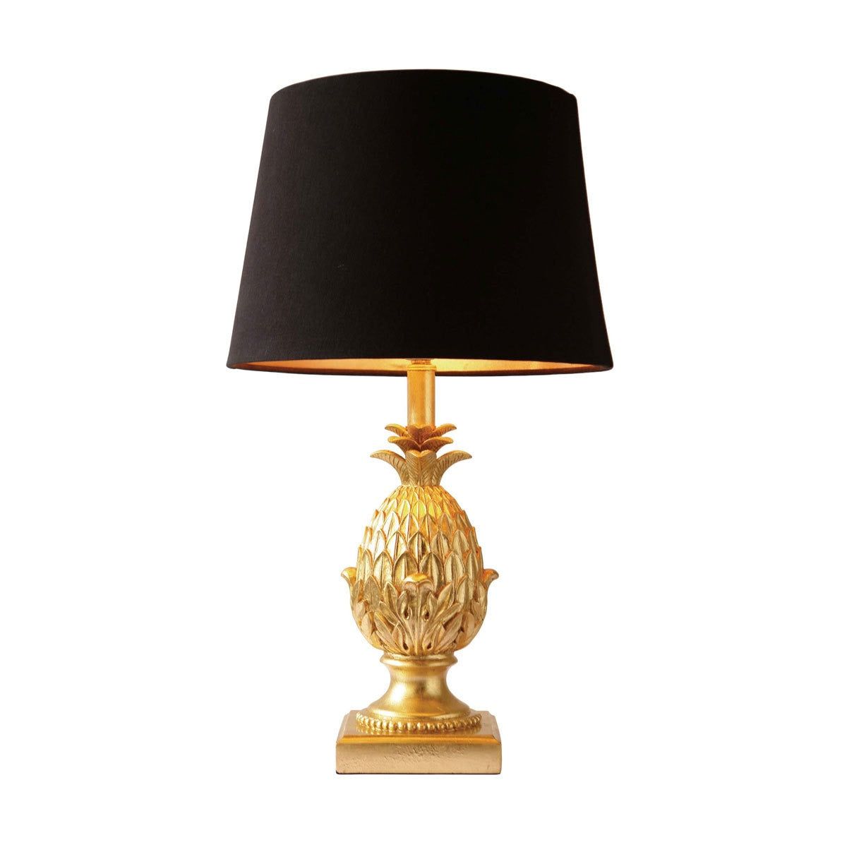 Gold Pineapple Table Lamp with Black Satin Shade GOODS Costco UK