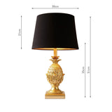 Gold Pineapple Table Lamp with Black Satin Shade GOODS Costco UK