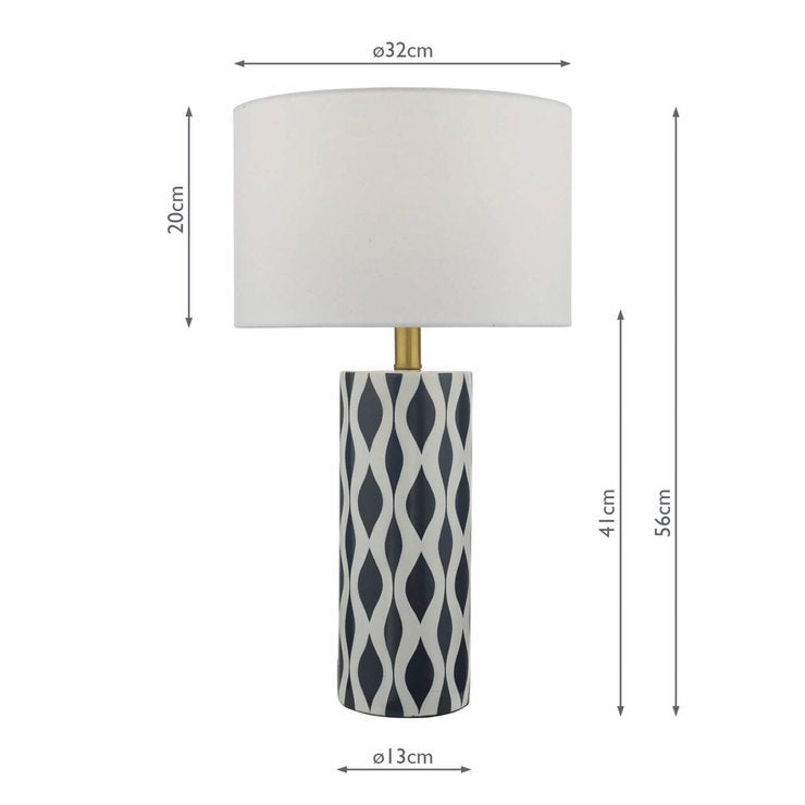 Weylin navy and white ceramic table lamp (British brand)