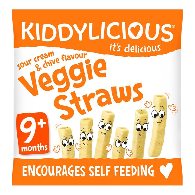 Kiddylicious Sour Cream & Chive Flavoured Veggie Straws Baby Snacks   12g