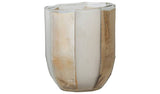 Bloomingville glass votive white and gold H11cm, imported from the UK