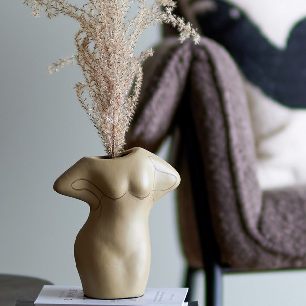 Bloomingville terracotta body shaped vase natural, UK version