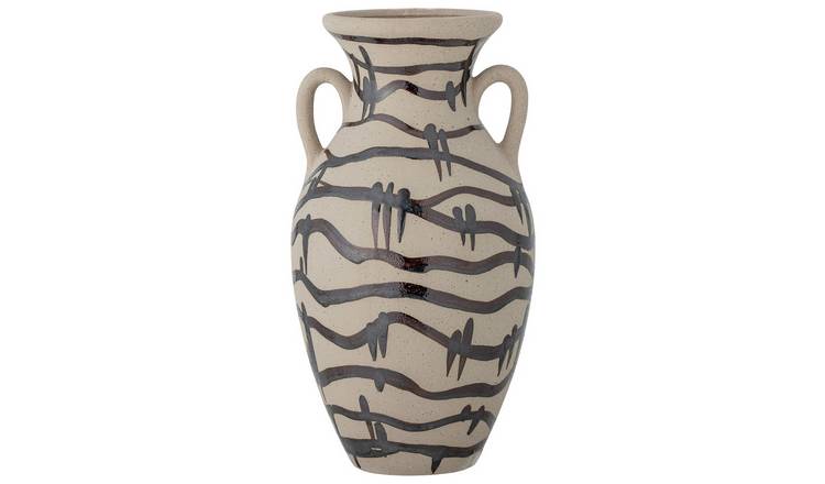 Bloomingville stoneware vase cream and black 31cm, imported from the UK