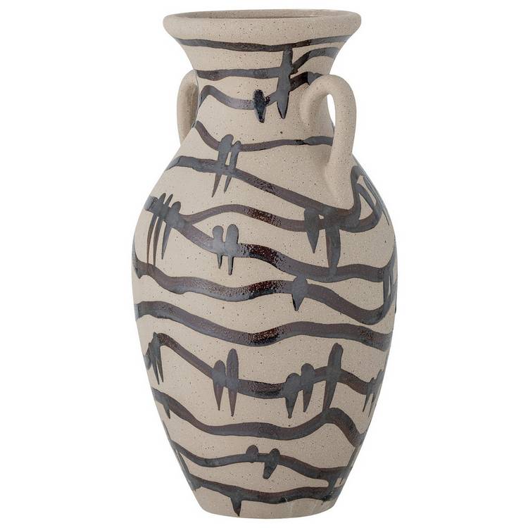 Bloomingville stoneware vase cream and black 31cm, imported from the UK
