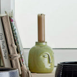 Bloomingville green face candle holder H9cm (British brand)