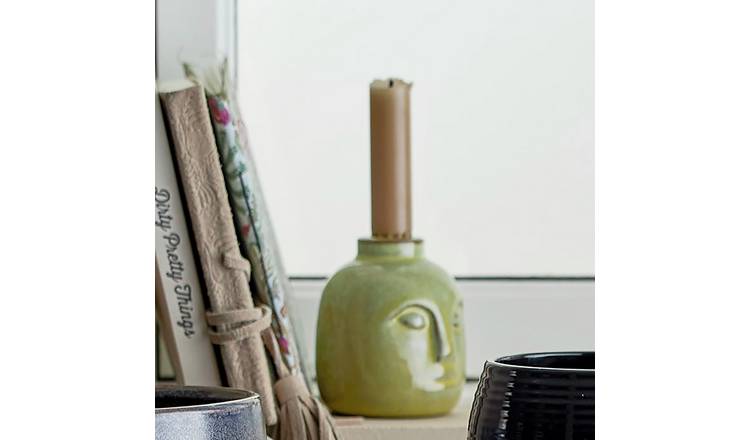 Bloomingville green face candle holder H9cm (British brand)