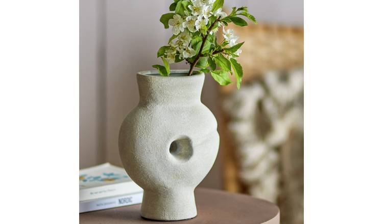 Bloomingville terracotta vase cream 22cm, imported from the UK