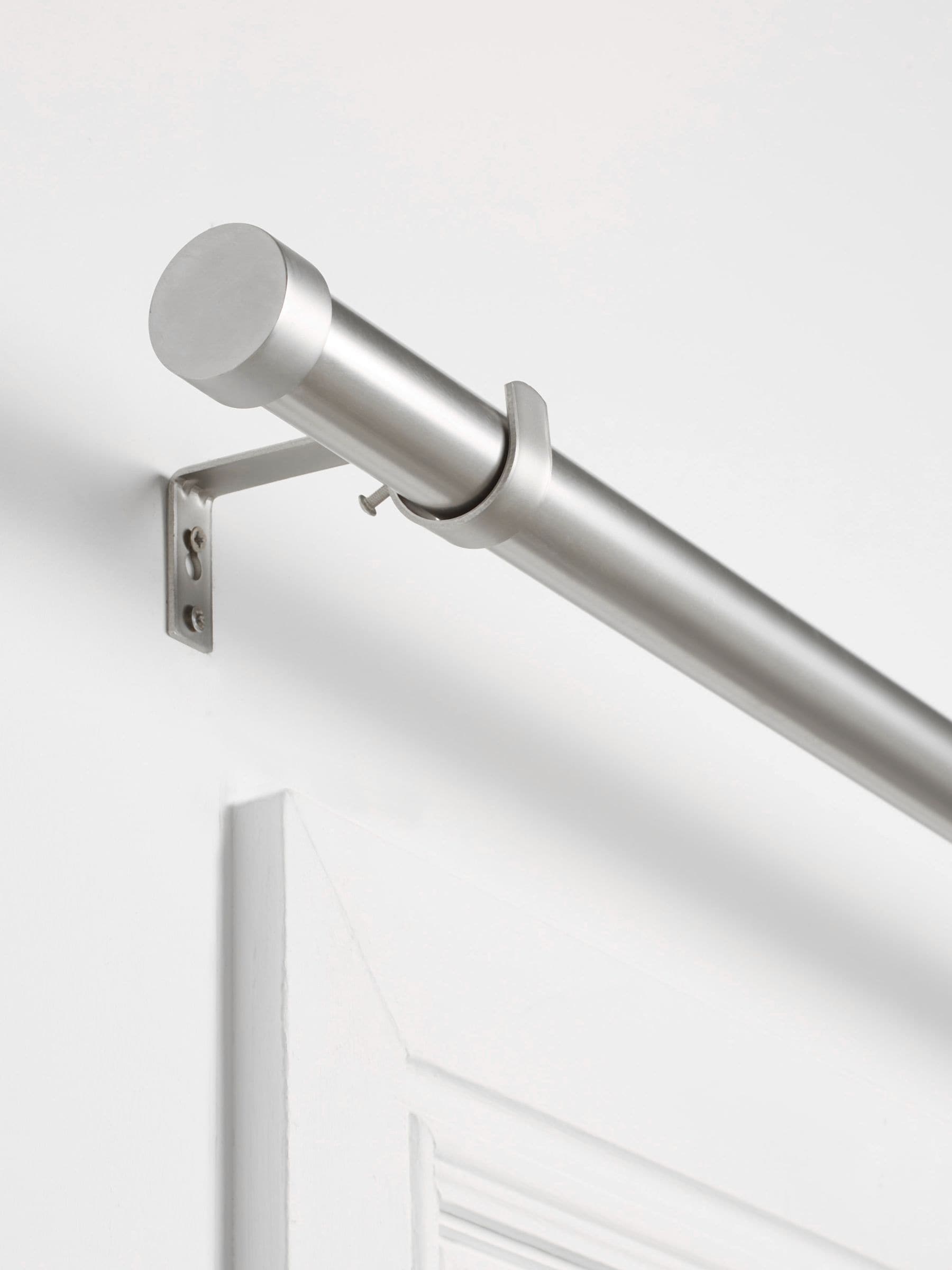 Brushed Silver Stud Finial Extendable 35mm Curtain Pole Kit