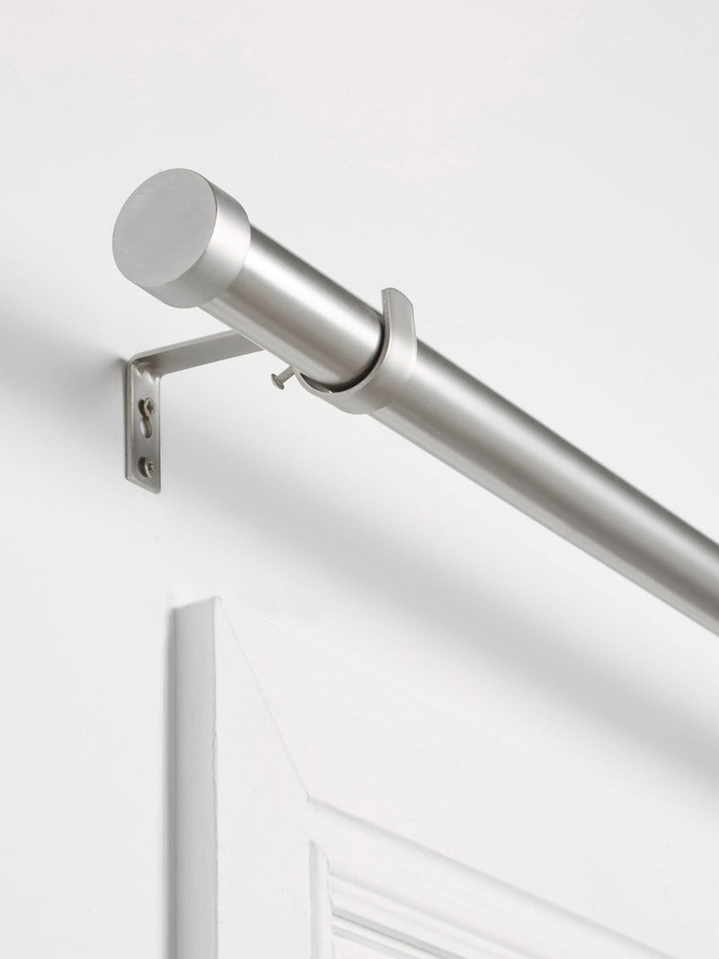 Brushed Silver Stud Finial Extendable 35mm Curtain Pole Kit
