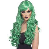 Smiffys desire long curly wig with fringe in aqua, imported from the UK