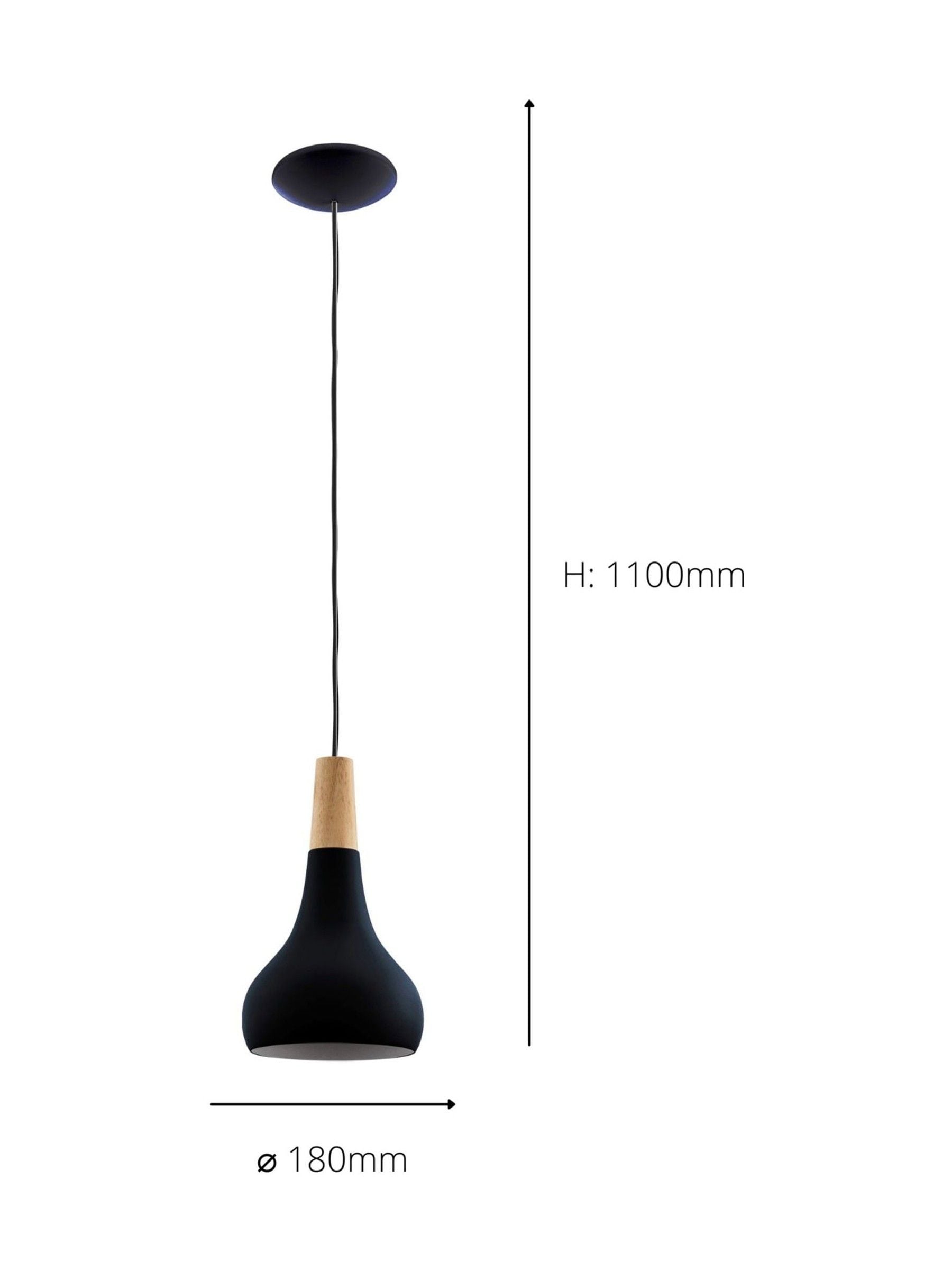Eglo Sabinar pendant light black wood 18cm, UK version