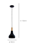 Eglo Sabinar pendant light black wood 18cm, UK version