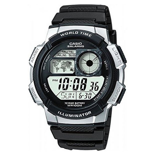 Casio World Time LCD watch black resin strap - British product