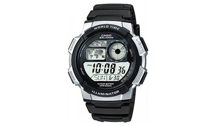 Casio World Time LCD watch black resin strap - British product