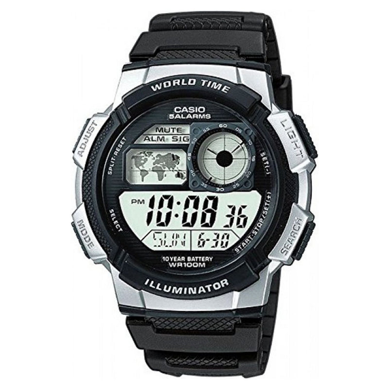 Casio World Time LCD watch black resin strap - British product