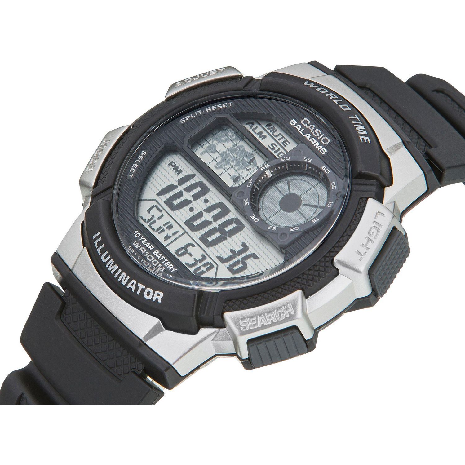 Casio World Time LCD watch black resin strap - British product