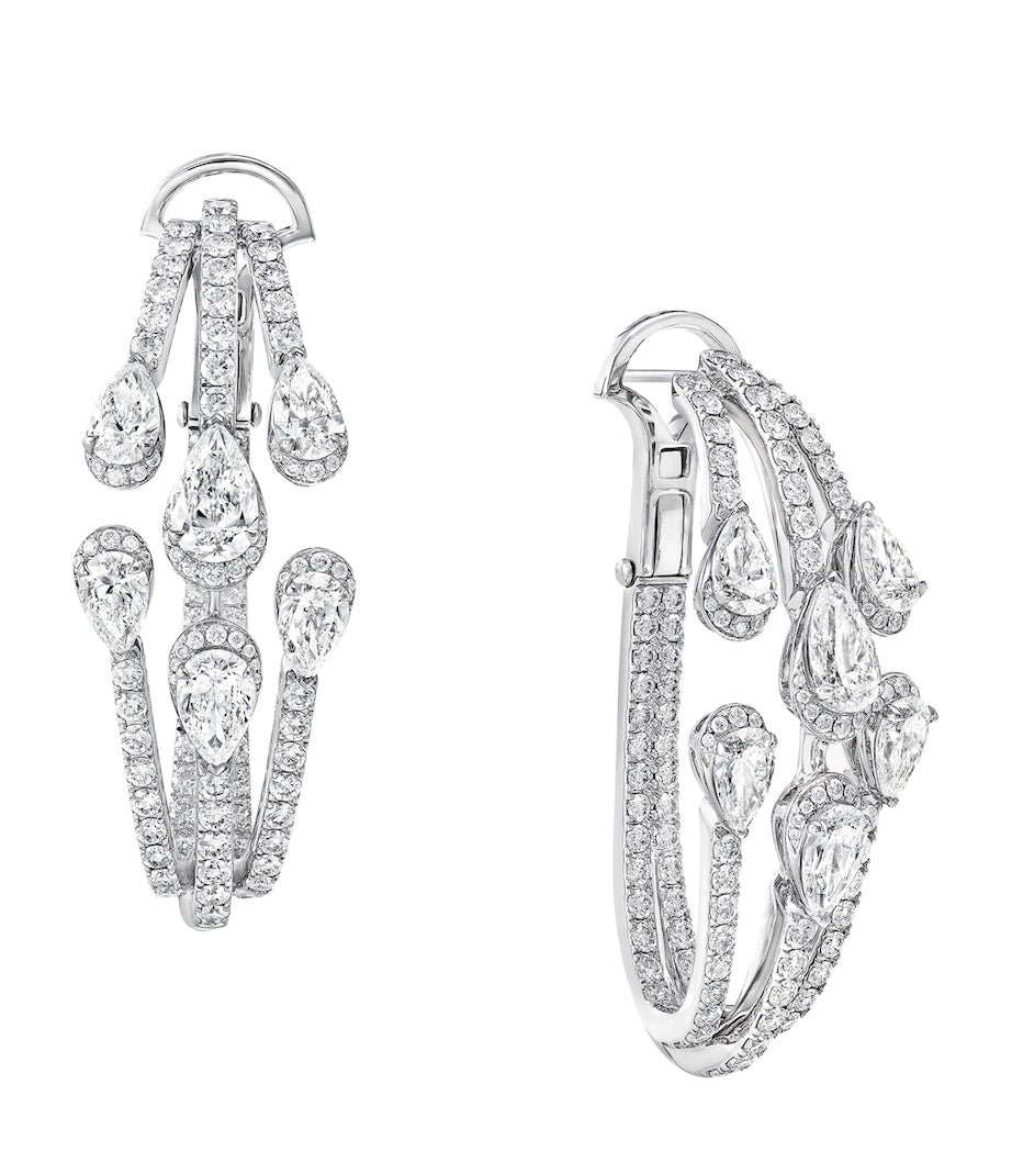 Graff diamond triple hoop earrings in white gold - British product