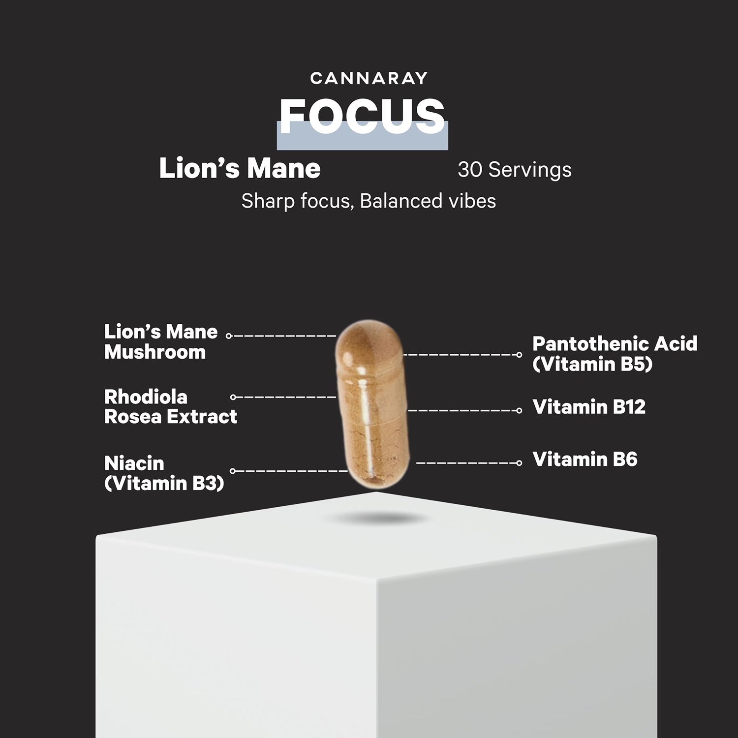 Cannaray Lion's Mane supplement 60 capsules - British product