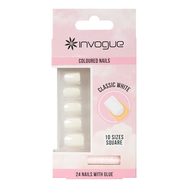 Invogue white square nails 24 pieces - British product
