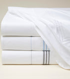 King Size Flat Sheet in Egyptian Cotton with Triple Embroidered Stripe