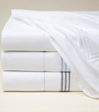 King Size Flat Sheet in Egyptian Cotton with Triple Embroidered Stripe