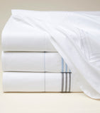 King Size Flat Sheet in Egyptian Cotton with Triple Embroidered Stripe