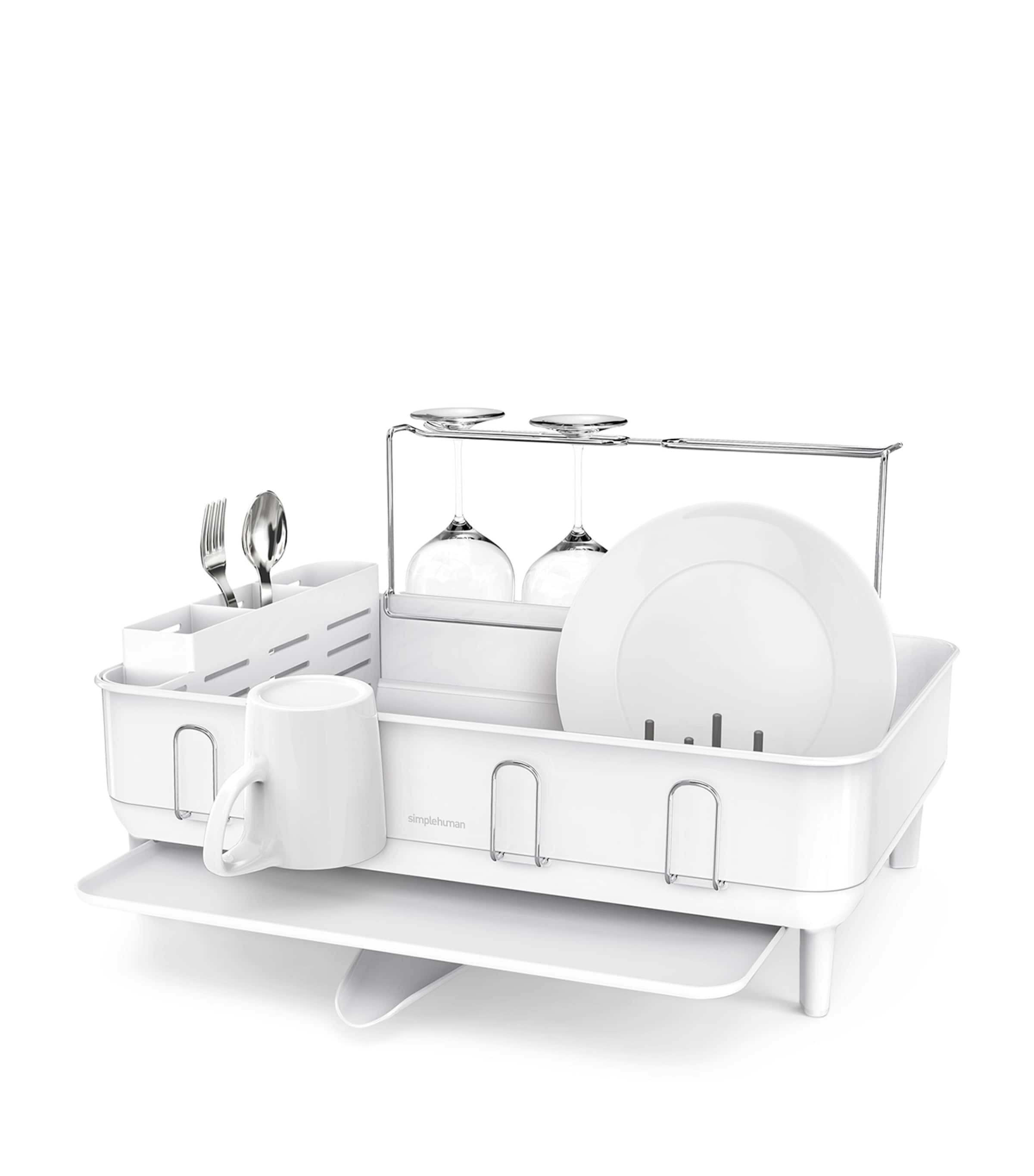 Simplehuman steel frame dish rack with rotating spout (British brand)