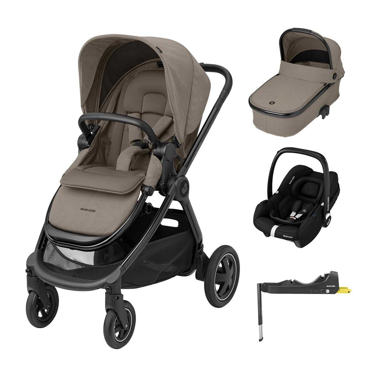 Maxi-Cosi Adorra Luxe with Cabriofix i-Size & Base Travel System Twillic Truffle GOODS Boots   