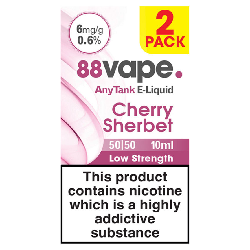 88Vape Any Tank E-Liquid Cherry Sherbet 50/50 GOODS ASDA   